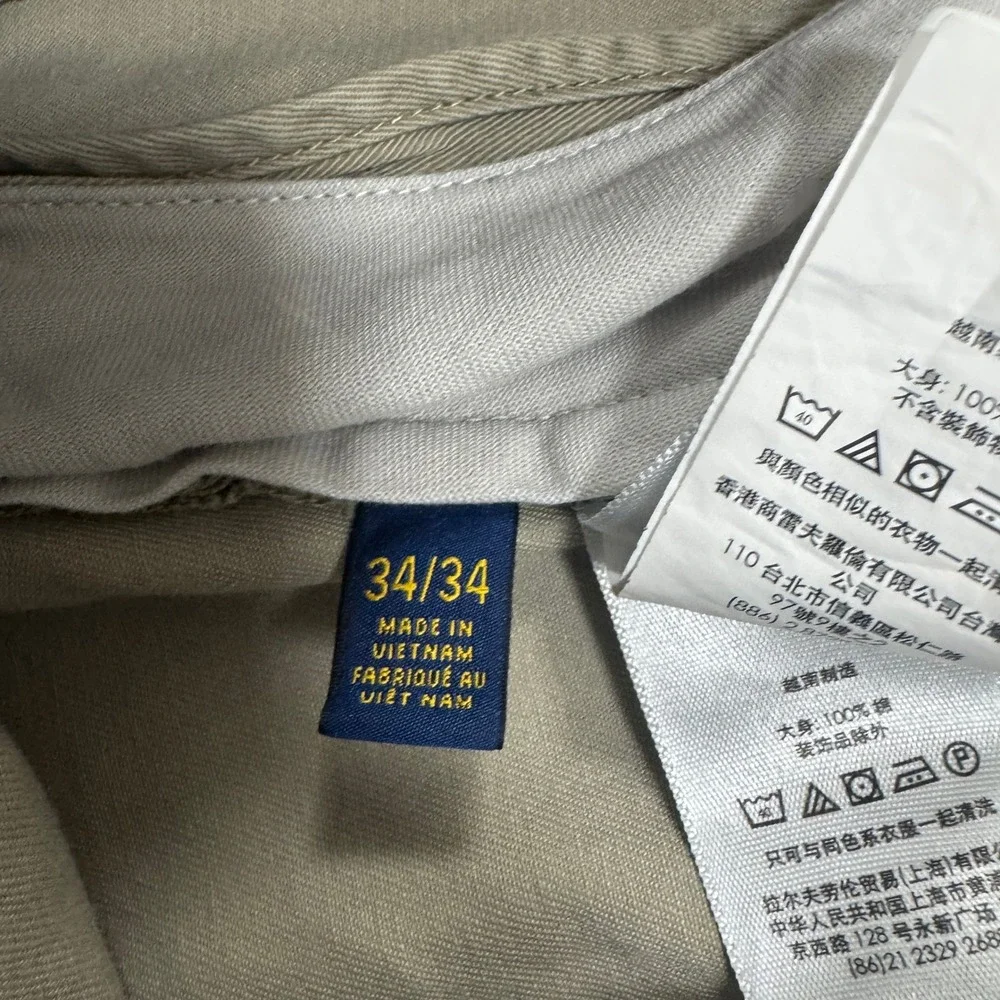 Polo Ralph Lauren Mens Slim Fit Chino Pants Khaki Tan 34x34